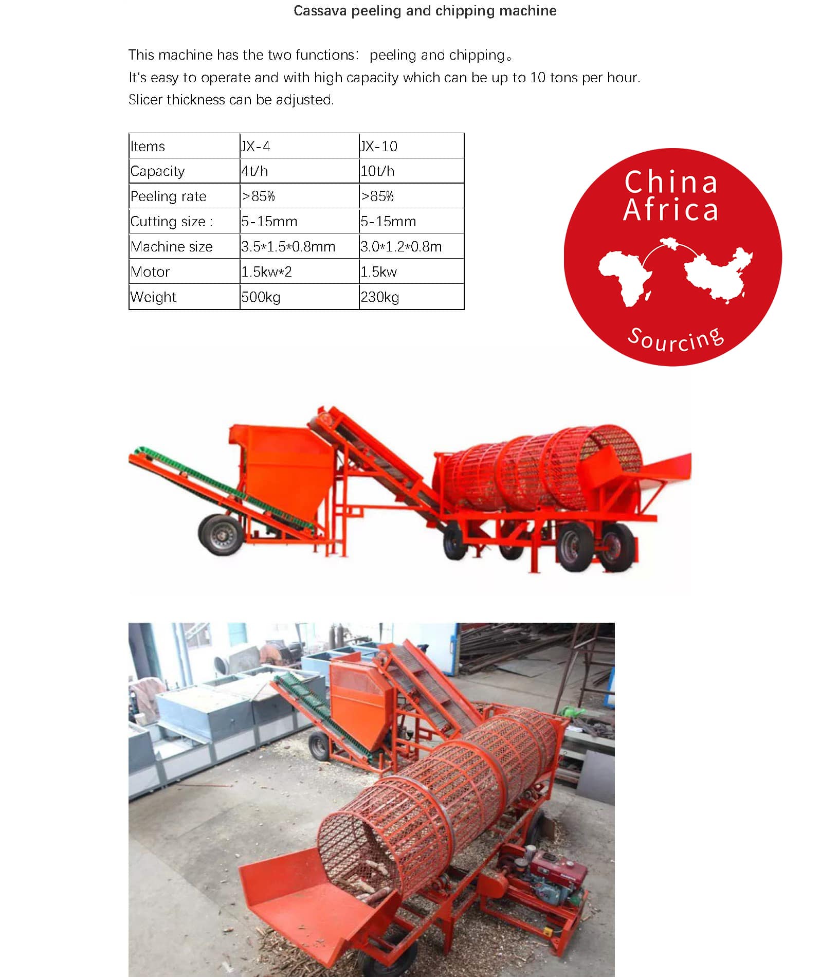 Machine à éplucher et à déchiqueter le manioc