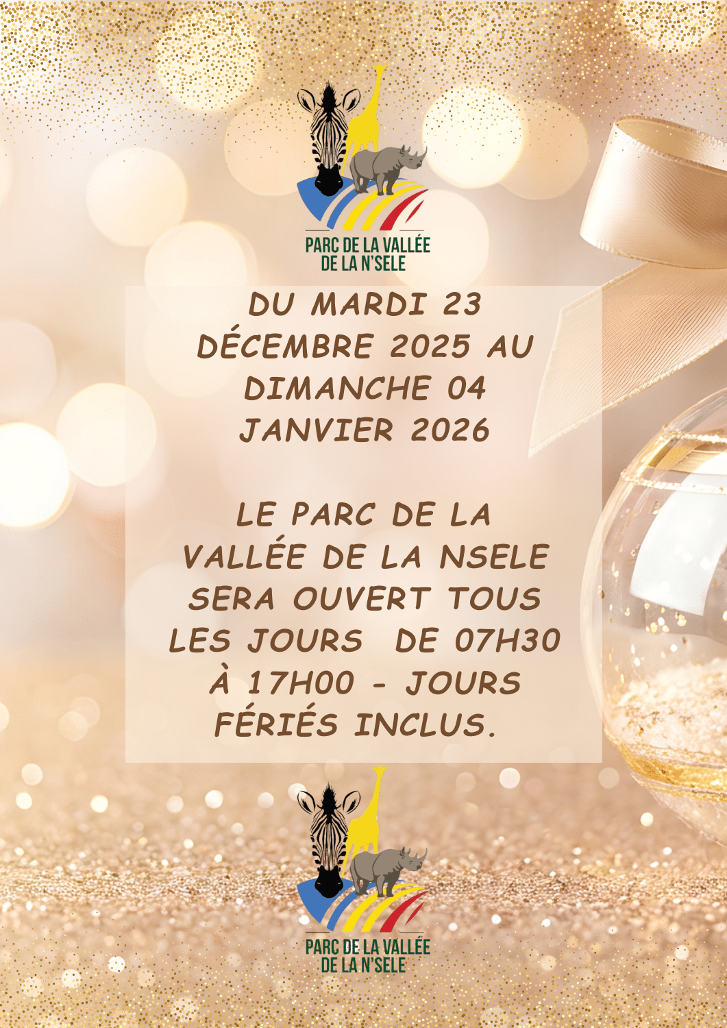 Horaire d&rsquo;ouverture à partir du 23 Décembre