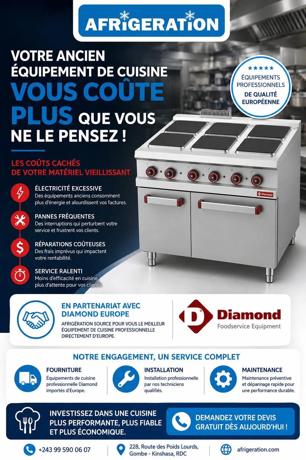 Votre ancien équipement de cuisine vous coûte plus que vous ne le pensez !